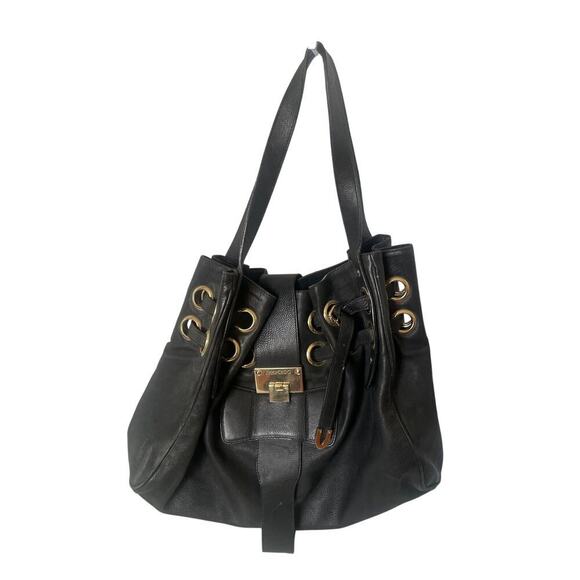 Jimmy Choo Y2K Ramona Black Satchel Shoulder Bag with Gold Hardware - Picture 1 of 7